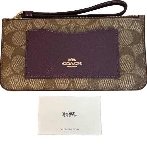 Coach Tan and Purple Wristlet - Picture 1 of 6